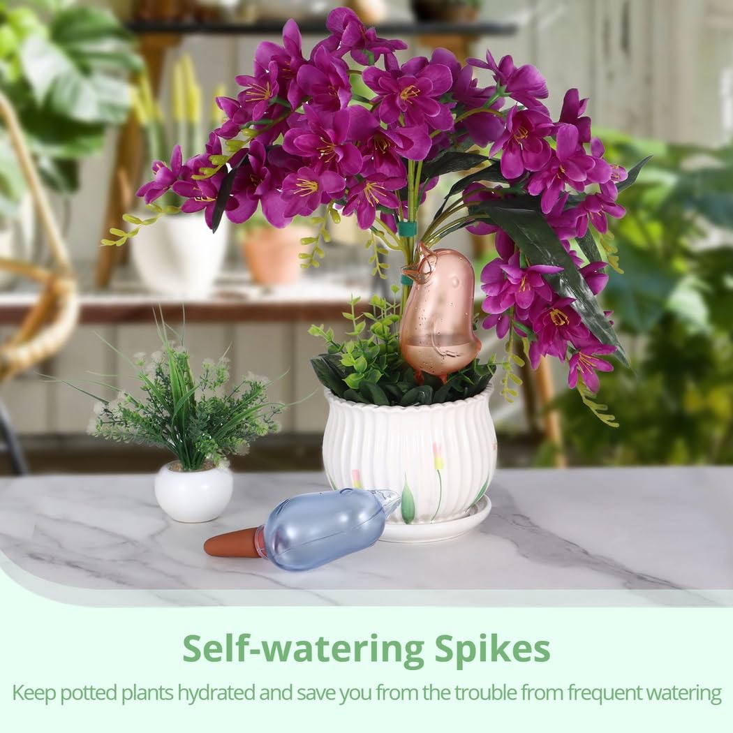 Lot de 4 piquets d'arrosage automatique en forme d'oiseau, système d'arrosage automatique pour plantes d'intérieur et d'extérieur, goutteurs d'eau pratiques pour pots