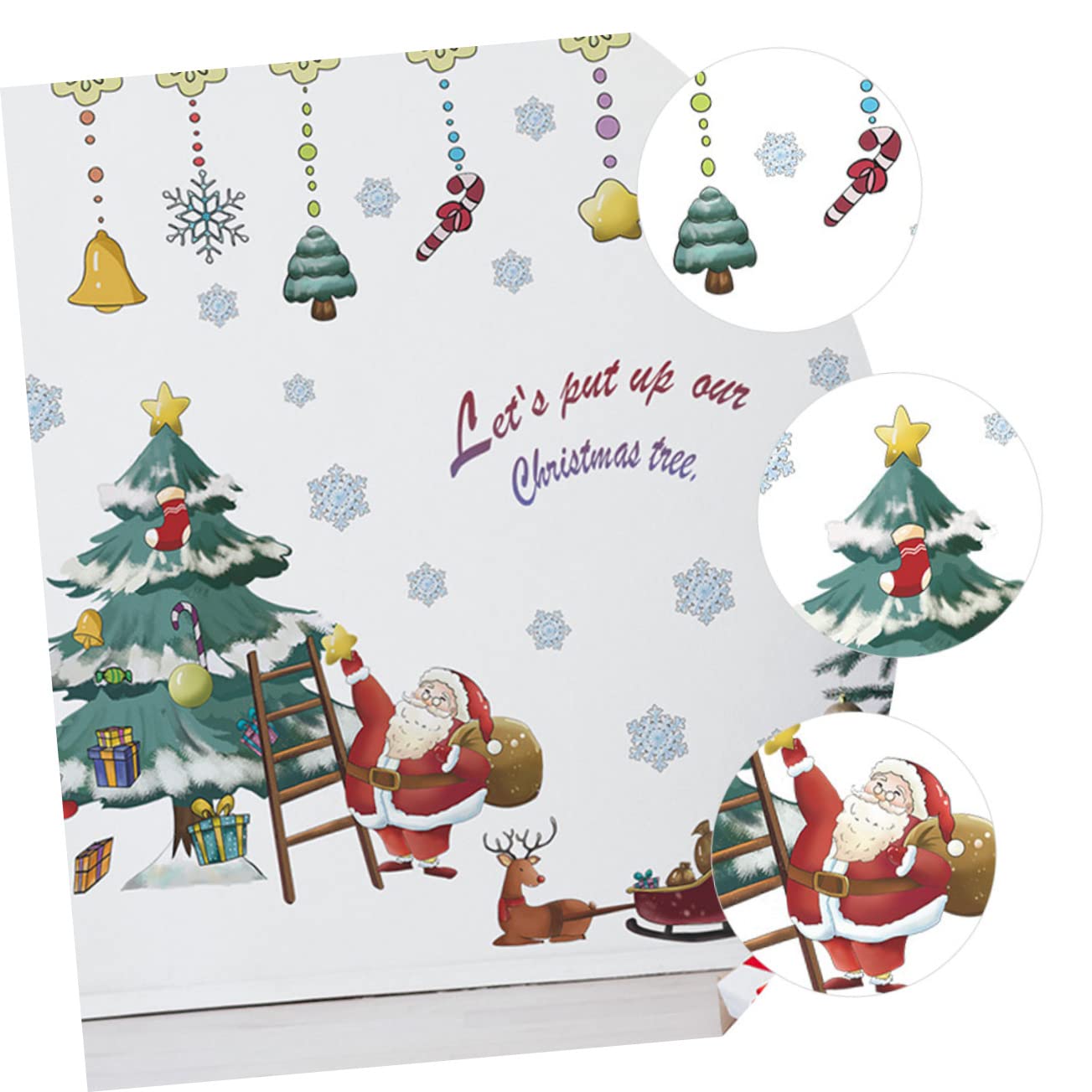 HOMSFOU 8pièces Autocollants De Noël Pour Fenêtres Décoration Festive Avec Père Noël Et Cloche Facile à Appliquer Retirer Parfaits Pour Vitrines Maison Ambiance Joyeuse Pour Fêtes