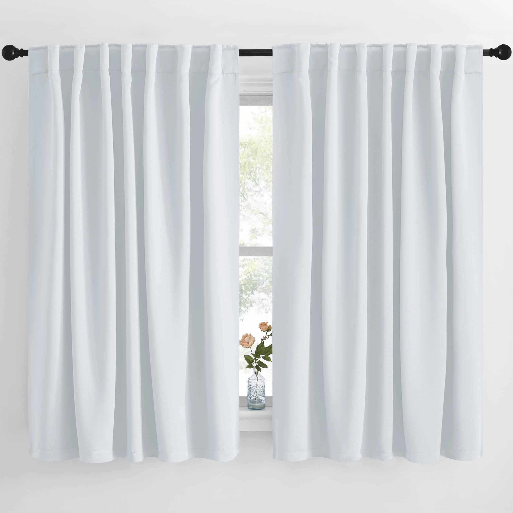 NICETOWN Living Room Darkening Curtains - (Cloud Grey Color) W62 x L63, Set of 2, Match Wall Room Decor, Privacy Blackout Curtains for Closet Door Divider Cover Between Bathroom Sliding Glass Patio