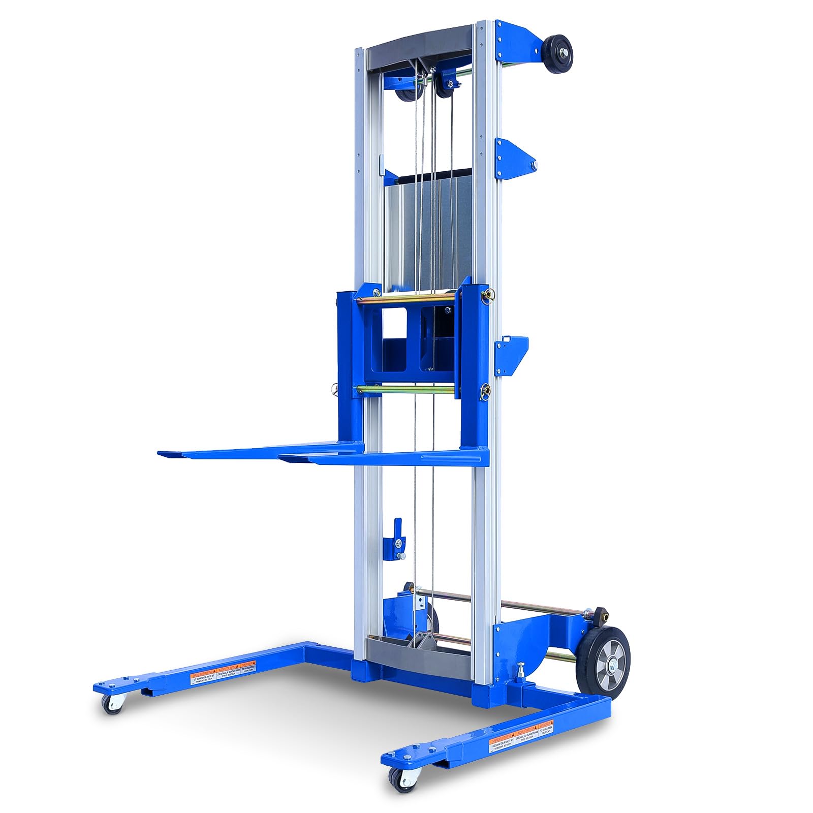 EPOFIT Material Lift Winch Stacker, 500 lbs Capacity, 70" Max Raised Height, Adjustable Straddle Hand Winch Lift Trucks for Warehouse, Factory,