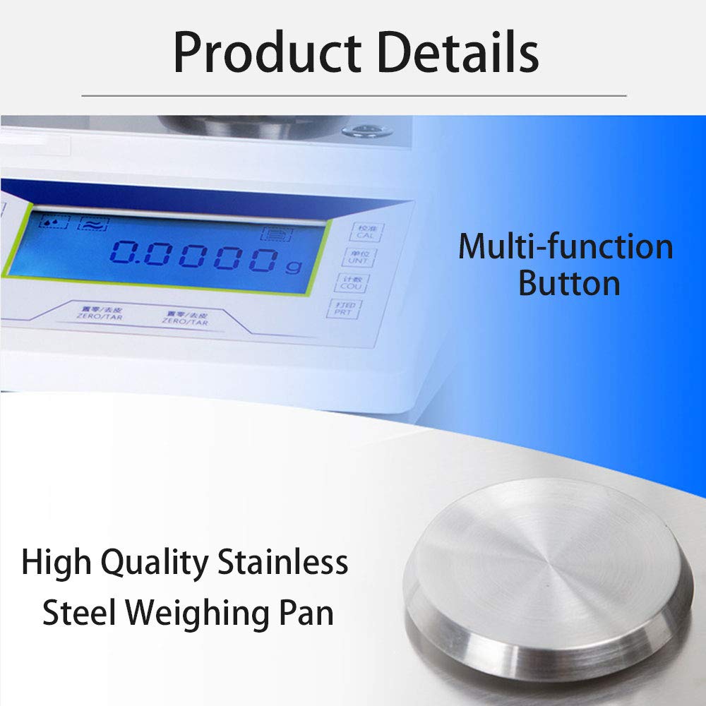 Báscula de precisión para laboratoriosBalanzas de precisión para Laboratorio Balanza analítica Digital de 0,1 MG Báscula electrónica precisa para Laboratorio, Farmacia y joyería，100 g/0,1 MG