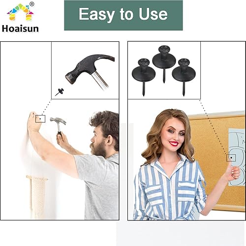 Miniatura 6 de 60 tachuelas de pulgar de doble cabeza para colgar en la pared, decoración amigable para inquilinos, clavos pequeños para colgar fotos, ganchos para