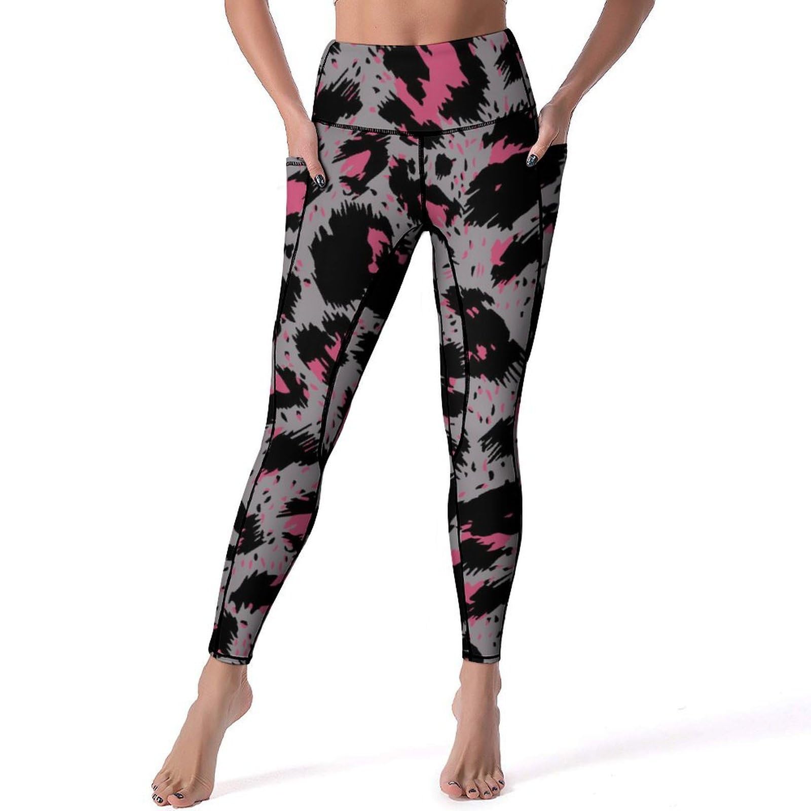Leggings de yoga anti-glisse taille haute galbant imprimé léopard S