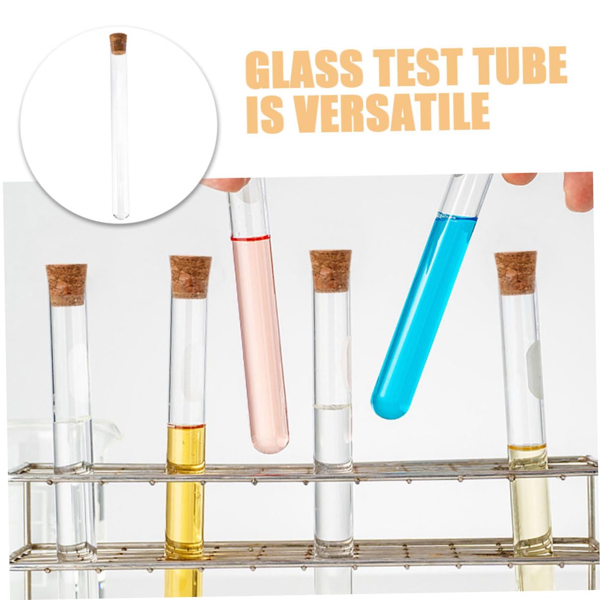 Bouchon Liège 20 Tubes à Essai En Plastique Avec Bouchons Liège - 12x75mm - Transparents - Pour DIY, Laboratoire, Décoration Récipient Stockage Liquide