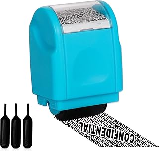 Identity Theft Stamp Identity Guard Roller Stamp Wide Rolling Security Stamp, Includ 3-Pack Refills Confidential Stamp, Secure Confidential ID Blackout Security, Anti Theft and Privacy Safety (Small)