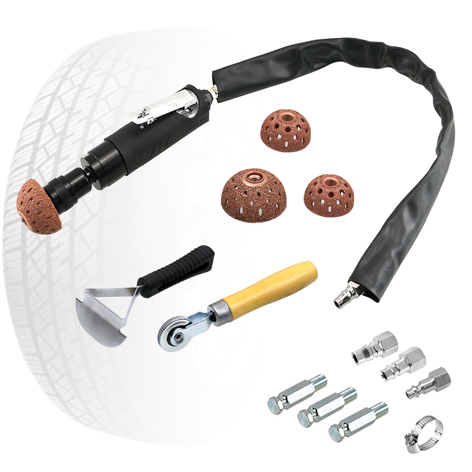 Tire Repair Kit Tire Repair Polish Patch Tools Include 3000rpm Low Speed Air Tire Buffer Tire Patch Roller