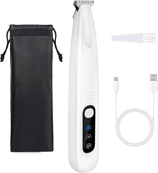ETACCU Dog Paw Trimmer, Ultra-Quiet Pet Paw Hair Clipper with LED Light - Electric Calm Clippers Shaver for Cats Grooming Tool for Eyes, Ears, Face & Small Areas