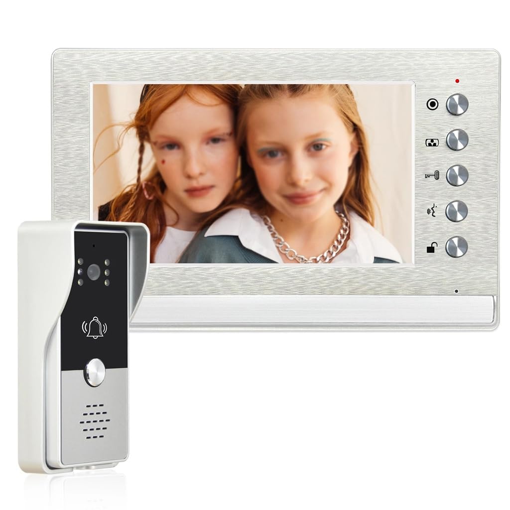 MOBYGKFY Wired Video Intercom System Door Phone Doorbell Kits for Houses Apartment Home Entry Support Unlock