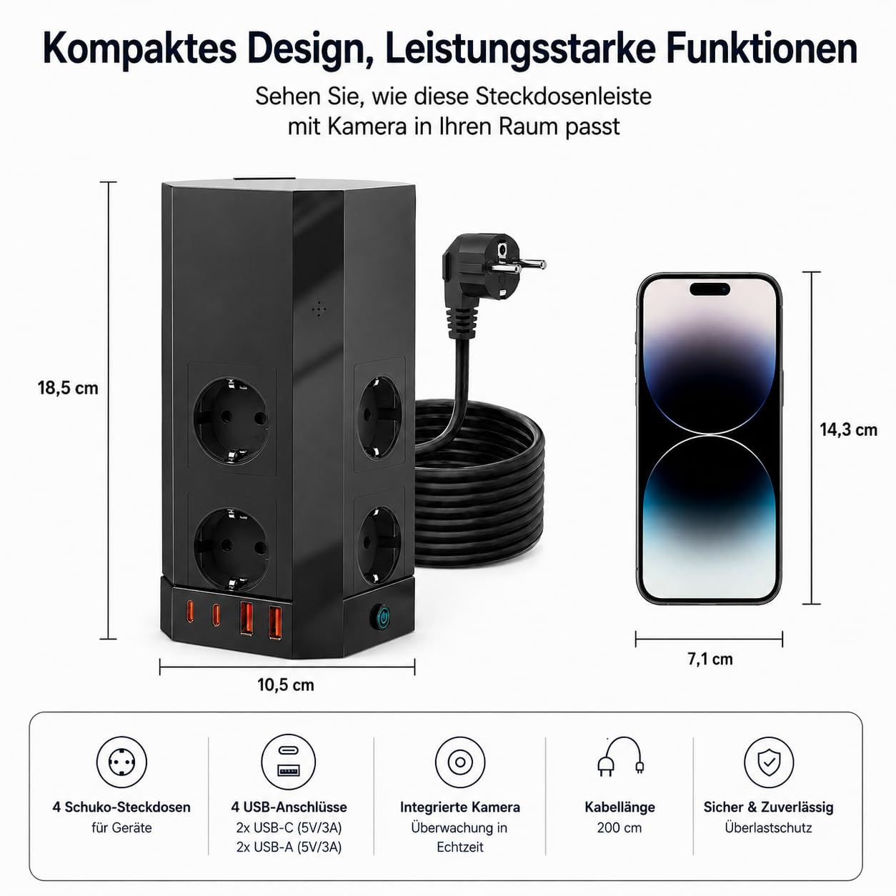 WiFi Steckdosenkamera 2.4/5 GHz Überwachungskamera Innen Bewegungserkennung Überspannungsschutz versteckte Mini Kamera