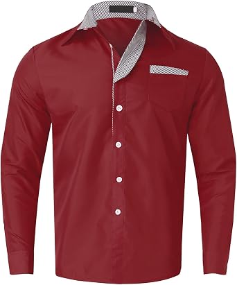 Mens Shirts Long Sleeve Button Down Shirts Fashion Casual Shirt Athletic Work Tops Comfortable Breathable Shirt