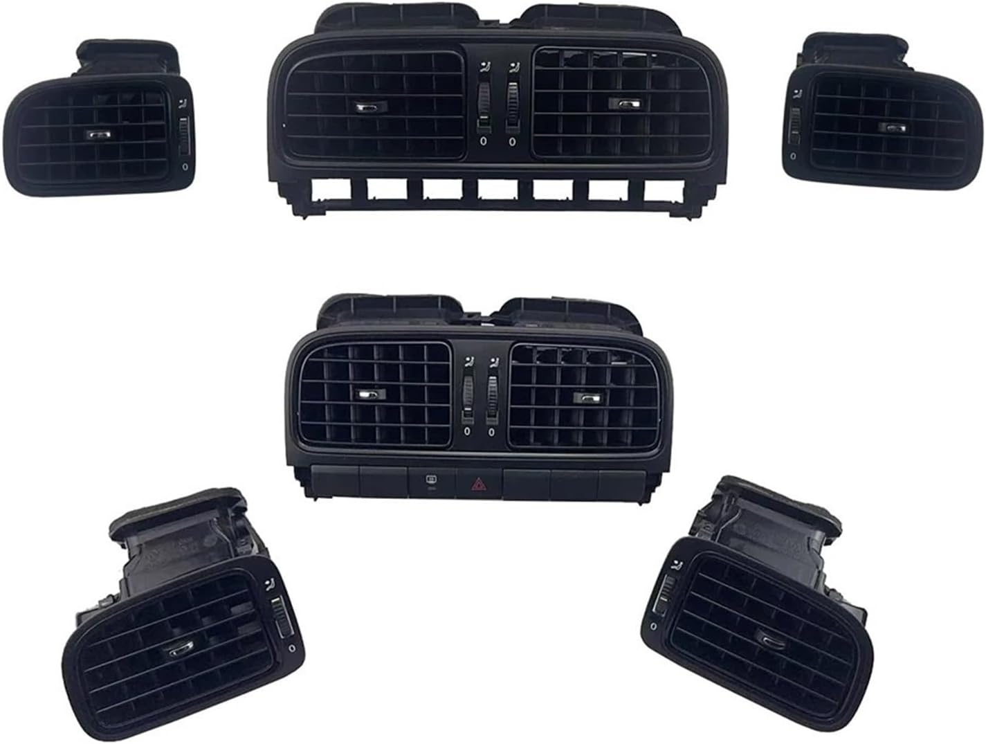 Compatible For VW Polo 2011 2012 2013 6RD819728 6RD819703 6RD819704 AC Air Outlet Chrome Vent Car Bright Black Central Dashboard(Left-Right)