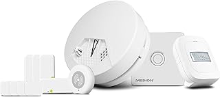 Medion P85754 MD 90754 Smart Home Set (Zentrale, 4 Tür und Fensterkontakte, Rauchmelder, Bewegungsmelder, Erschütterungssensor, App, WLAN) weiß