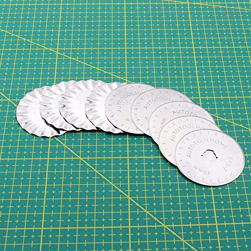 AUTOTOOLHOME 45mm Wavy Rotary Cutter 10pc Pinking Circular Refill Blades Fabric Paper Cutters Cutting Knife Patchwork Leather Sewing Tool - Thumbnail 4