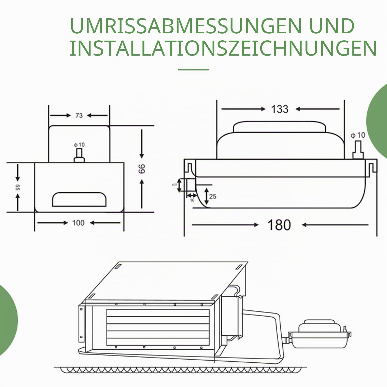 Kondensatpumpe für Luftentfeuchter, 100–230 V, Automatische Kondensatpumpe für HVAC, Mini-Split-AC-Kondensatpumpe, Hebeentfernung, Abfluss, 100 L/h Durchfluss mit 500 Ml Tank für