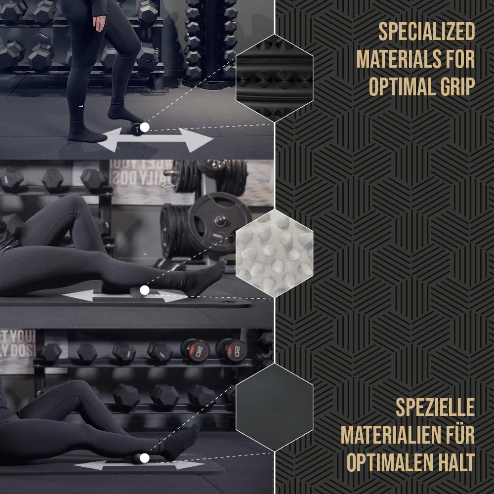 BOZEERA | Rouleau Massage Pied, Massage Ball Picot & Balle Lacrosse | Reflexologie Plantaire, Soulagement Musculaire, Aponévrosite Plantaire | Avec Vidéo, Poster & Sac