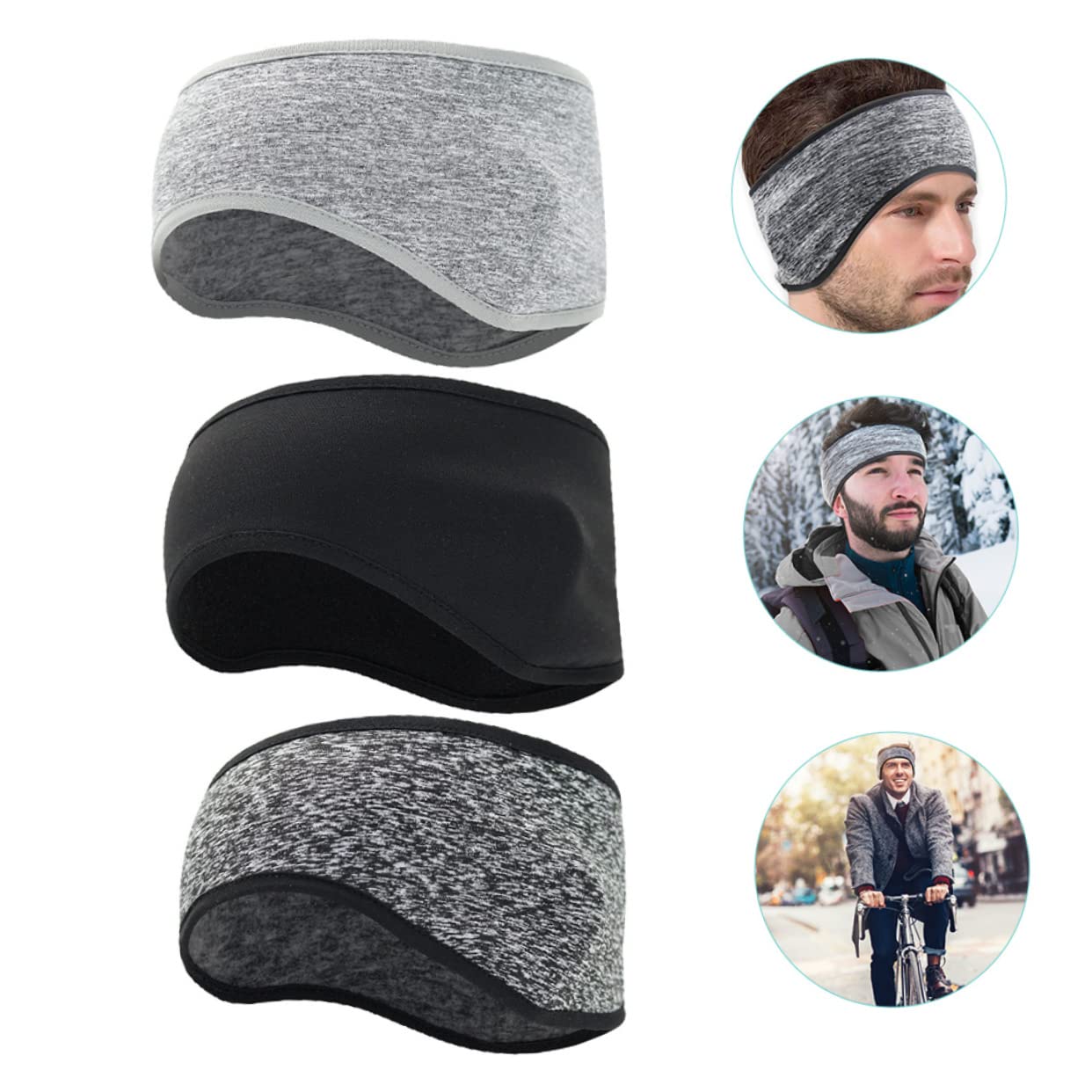 TOYANDONA 2sets Winter Headband for Men Ear Warmer Headband Full Coverage Sports for Running Windproof and Warm 3pcs*2