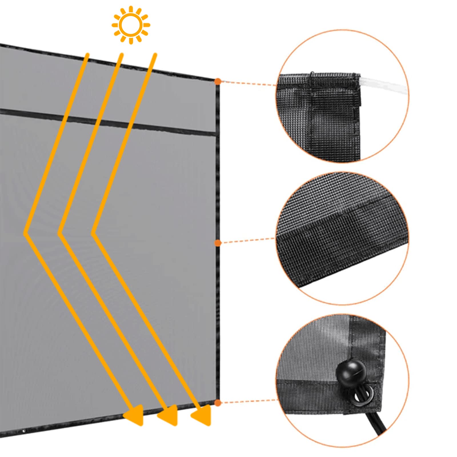 RV Fabric Replacement Screen with Zipper 8'x 13', Universal Mesh Awning Sunscreen Kit for Camper Trailor Motorhome Outdoor UV Blocker - Black