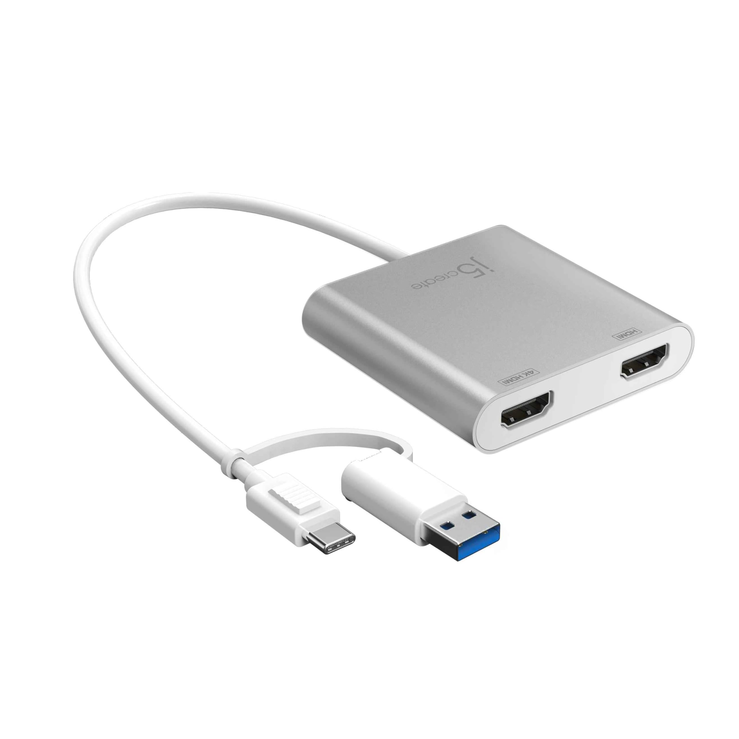 Adaptateur USB-C vers 2 HDMI j5create JCA365 Argent 0.2m