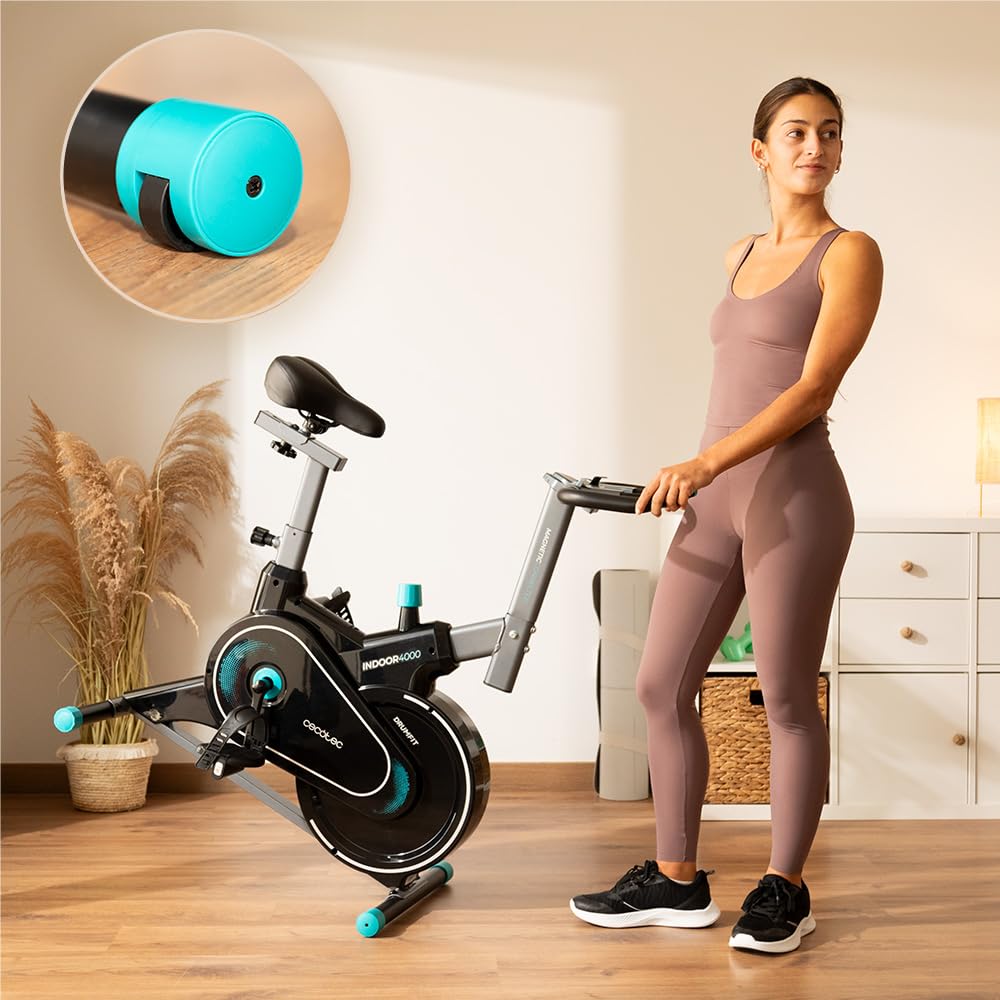 Cecotec Cyclette da Casa Drumfit Indoor 4000 Magnetic Connected | Volano d'Inerzia Da 4 kg, Resistenza Regolabile Manualmente, Regolazione Resistenza Automatica per Percorso, Dispositivi