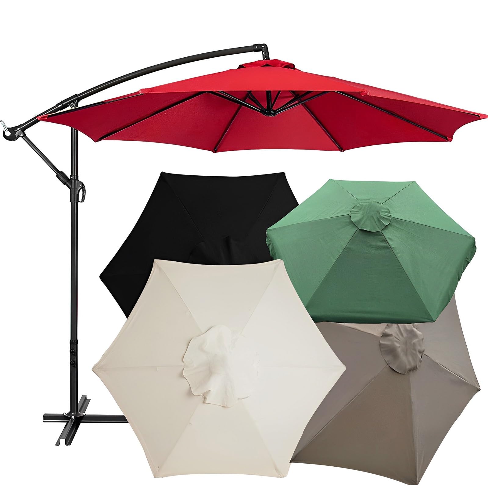 Auvent De Rechange Pour Parasol De Terrasse, 6 Baleines – 3 X