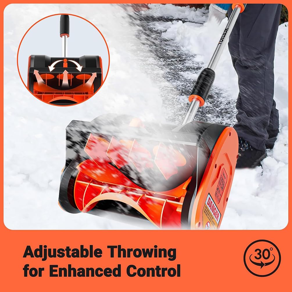 Pala da neve senza fili, spazzaneve elettrico con manico regolabile, alimentato a batteria, ricaricabile, strumento compatto per la rimozione della neve a mano (include 2 batterie)