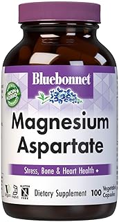 Bluebonnet Nutrition Magnesium Aspartate, Stress Relief*, Bone Health*, Heart Health*, Non-GMO, Vegan, Kosher Certified, Gluten-Free, Soy-Free, Dairy-Free, 100 Vegetable Capsules, 50 Servings