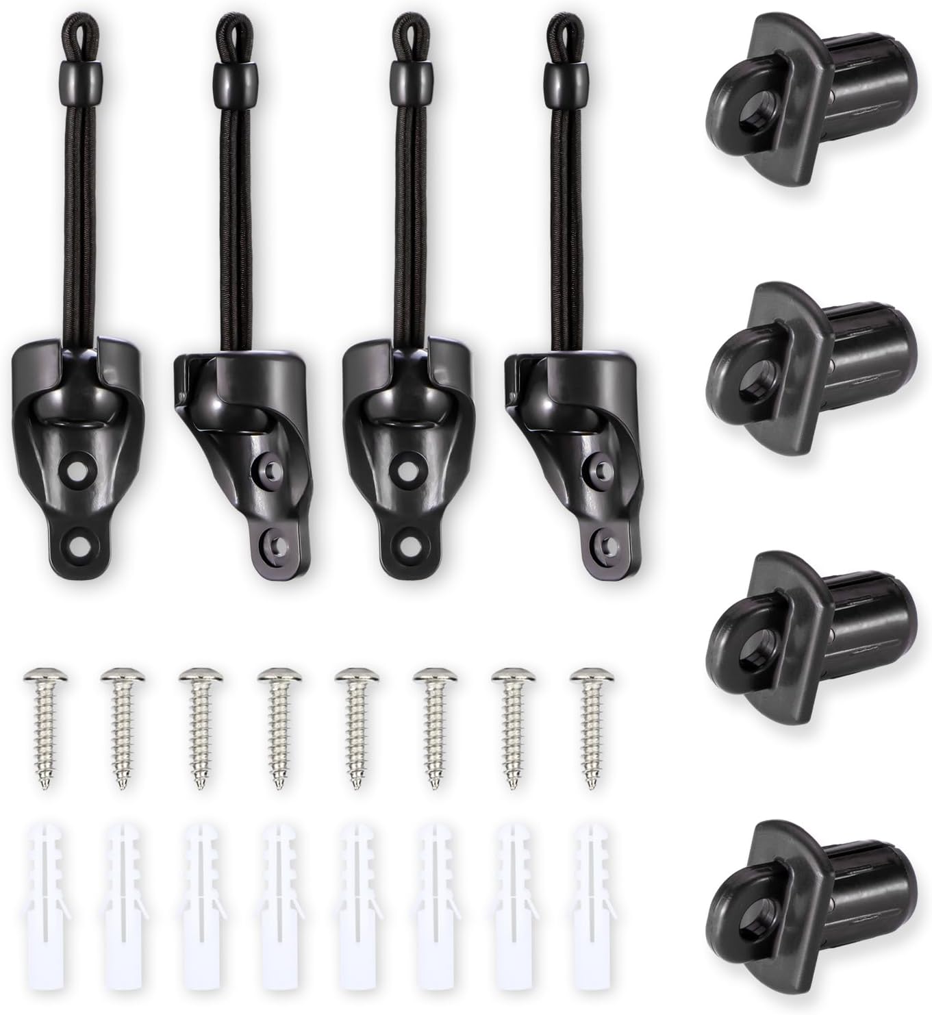 Famobay Replacement Parts Bungee and End Cap,Common for Indoor Outdoor sunshades or Roller Blinds with end Covers, Multi-Functional Type of Fastener(Beige Bungee Kit-2Sets)