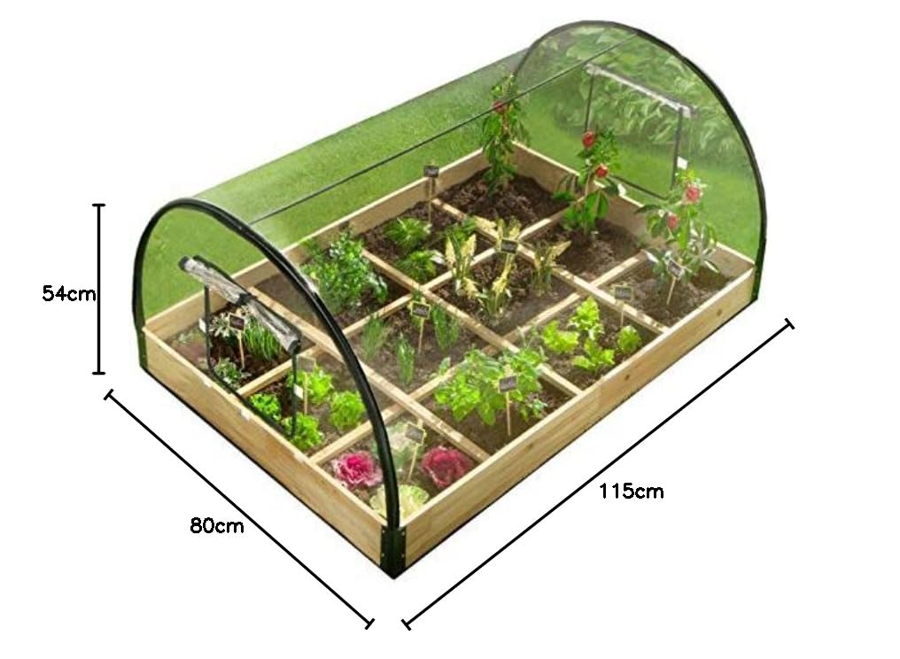 IDMarket - Carré Potager 12 Compartiments + Housse Serre châssis