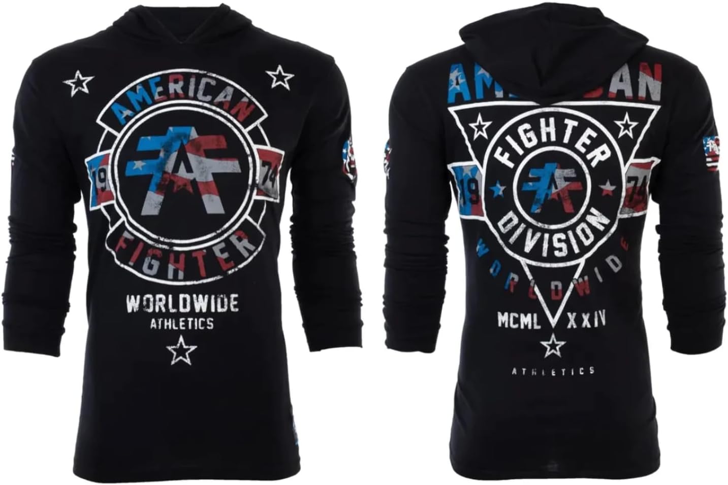 American Fighter Men's Long Sleeve Silver Lake Patriot Shirt Black S-3XL