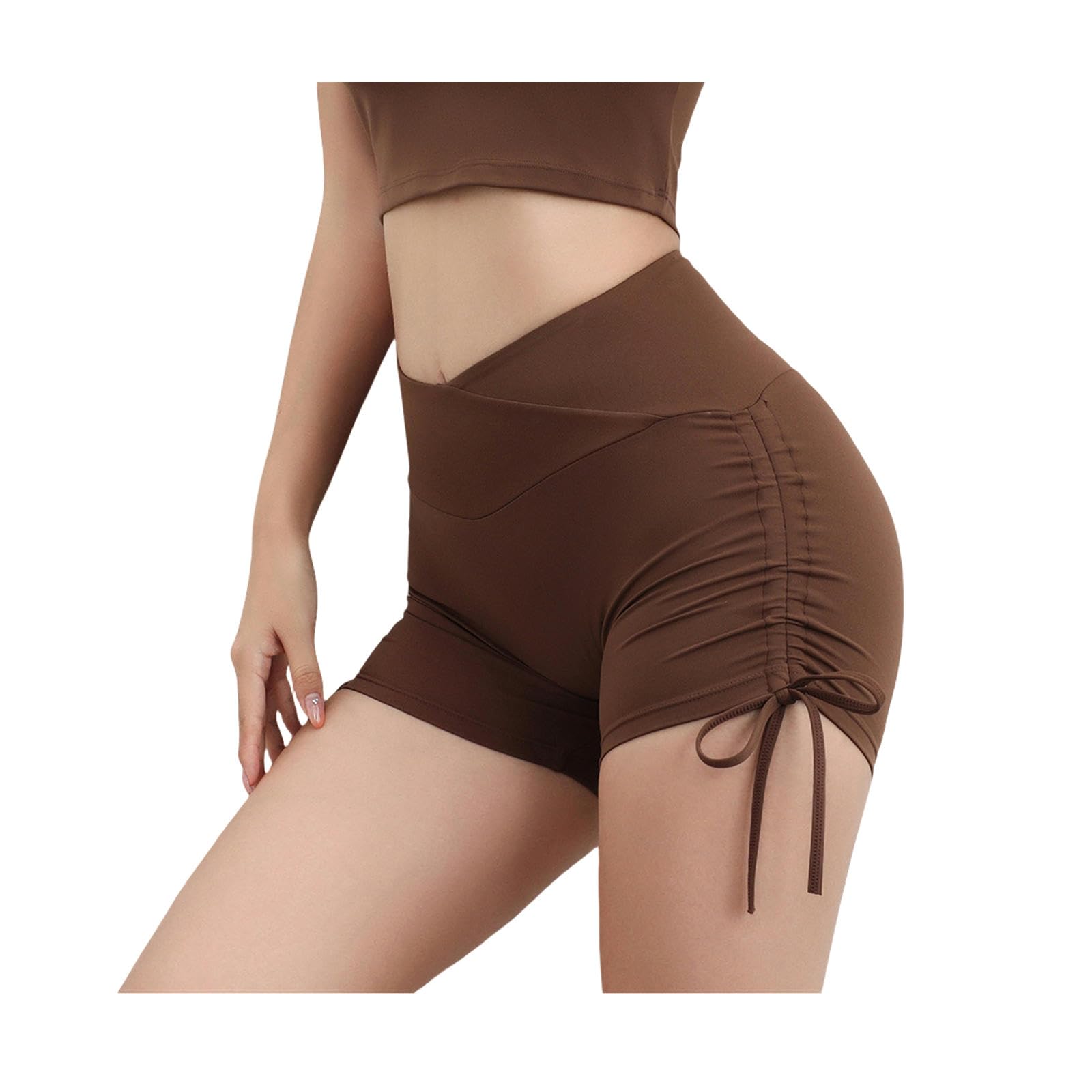 gym shorts for women European And American Style Hip-lifting Pants For Women Yoga Fitness High Waist Tummy-control Yoga Pants Tight Drawstring Three-quarter Pants Sports Fitness Pants