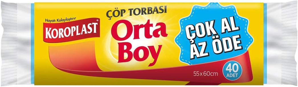 Koroplast Orta Boy 40'lı Çöp Torbası 55 x 60 cm (1 x 40 Adet)