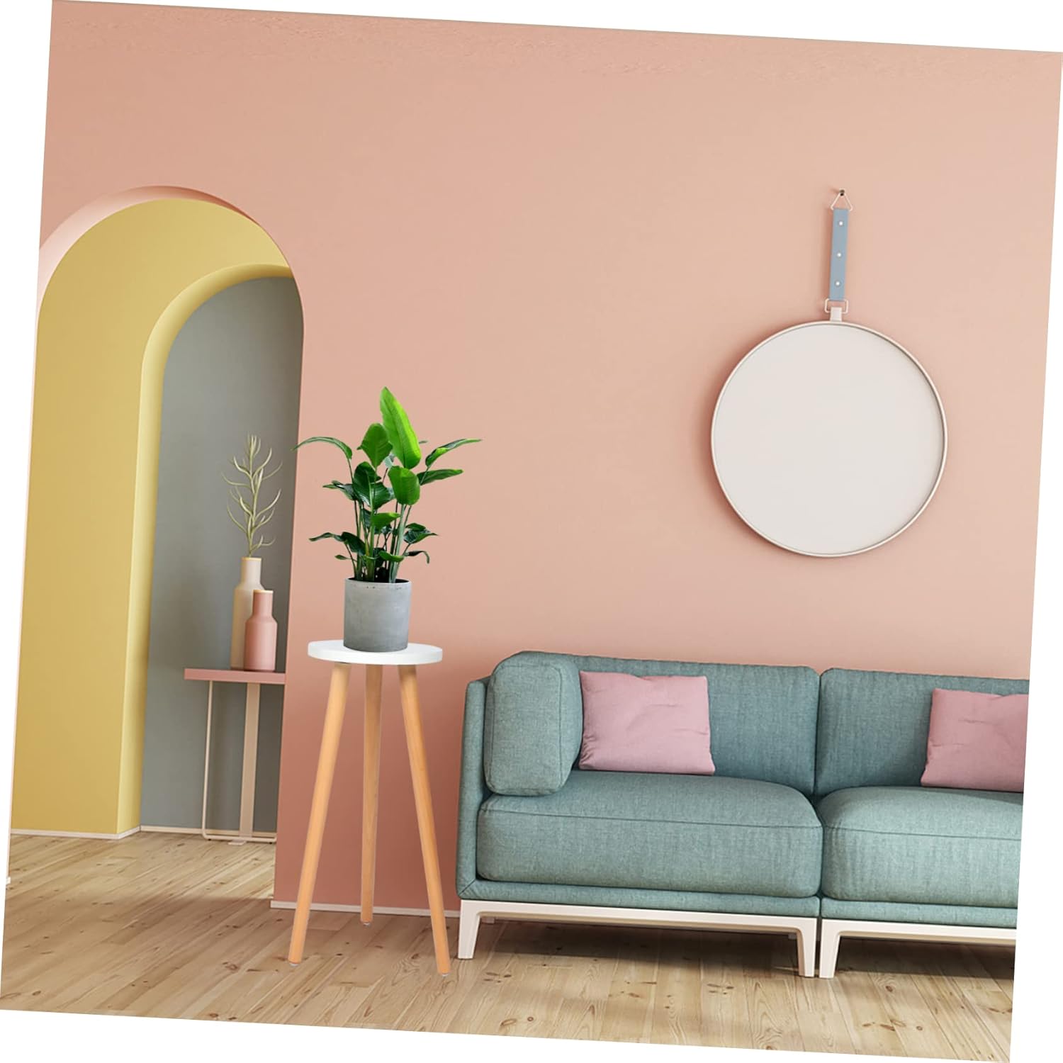 balacoo Wood Plant Stand Detachable Round Flower Pot Holder for Use Minimalist Design Sturdy Structure Natural Finish for Flowerpots and Aquatic Tanks Height