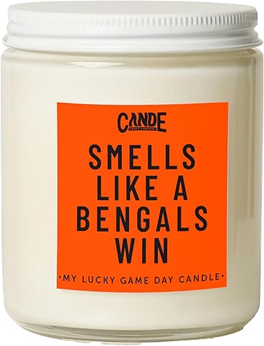 CE Craft - Huele como una victoria de los Bengals - Vela con tema de fútbol, regalo para papá, hijo y él (pino de franela)