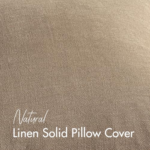 Image of 28x28 Inch Euro Sham Set of 2 Decorative Linen Solid Throw Pillow Covers Boho Accent Farmhouse Couch Pillowcases Modern Netural Home Decor for Bed Couch Sofa Living Room,Light Brown