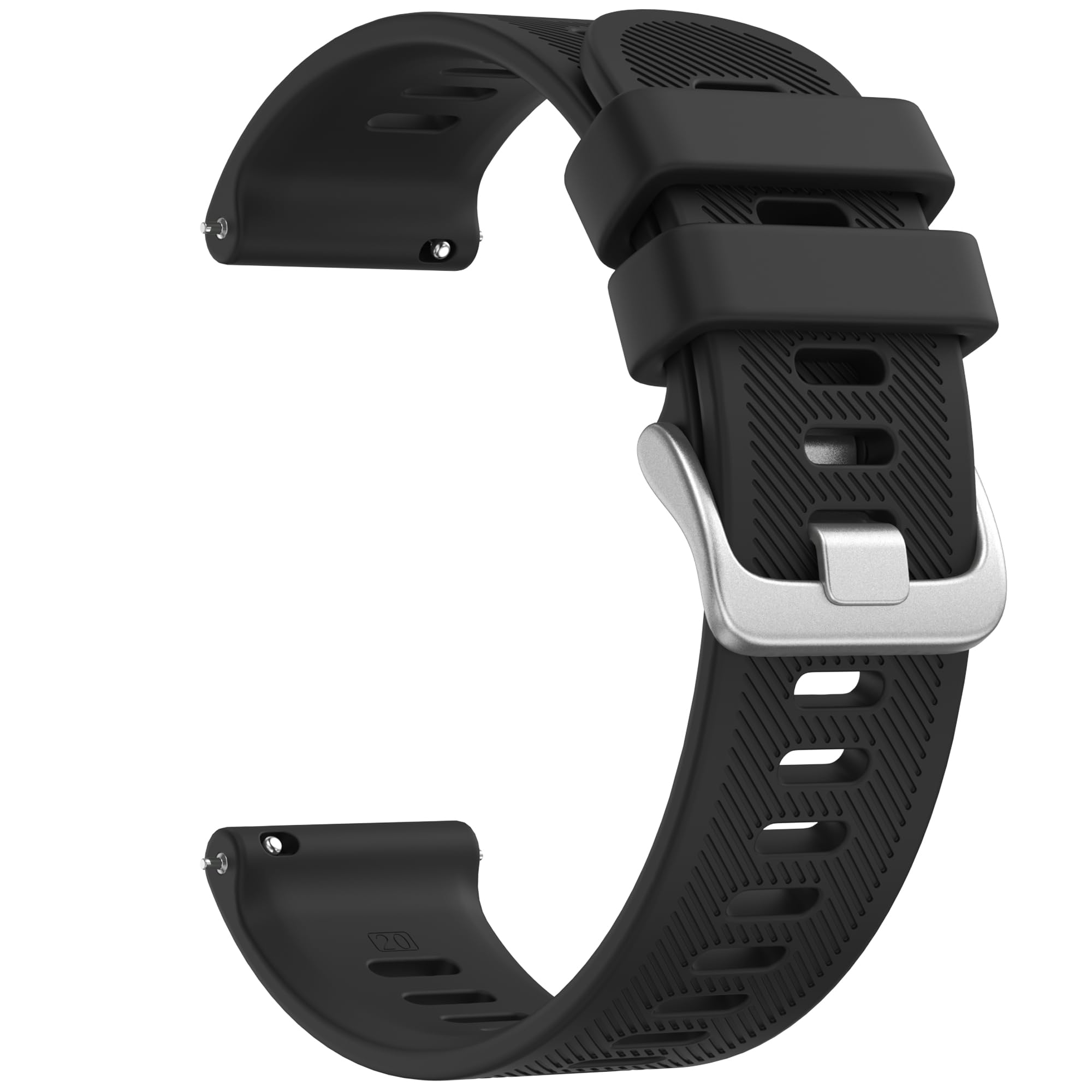 Oumida Armband Kompatibel mit Garmin Forerunner 55/158 / 245/165 / 645 für Damen Herren, 20mm Original Silikon Armbänder, Wasserdichtes Sport Ersatzarmband (Schwarz)