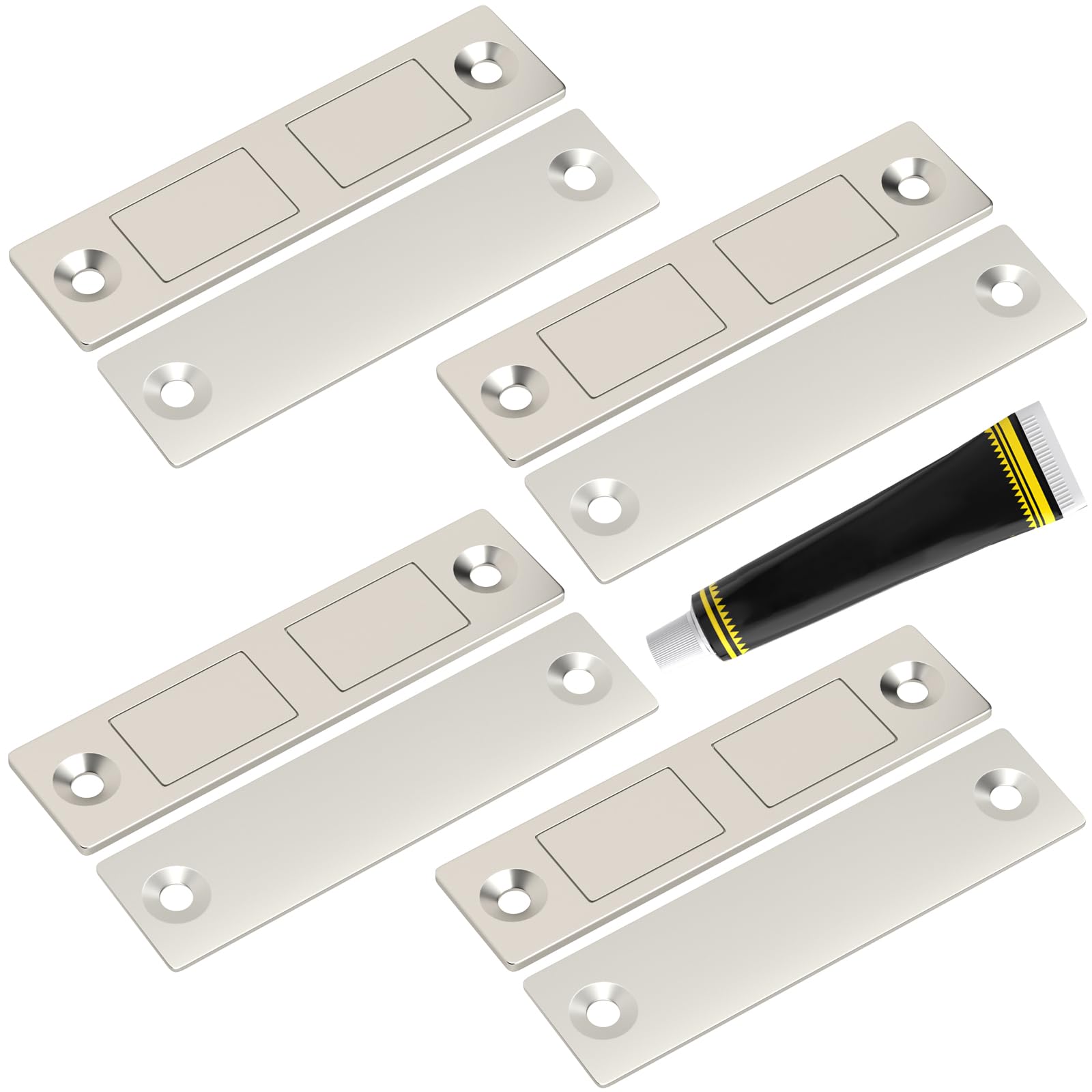 Cabinet Magnets Stick On Jiayi 4 Pack 30 LB Ultra Thin Invisible Magnetic Door Catch No Drill, Dual Magnet Door Closer Latch, Heavy Duty Strong Door Drawer Magnet for Kitchen Wardrobe Closet Closure