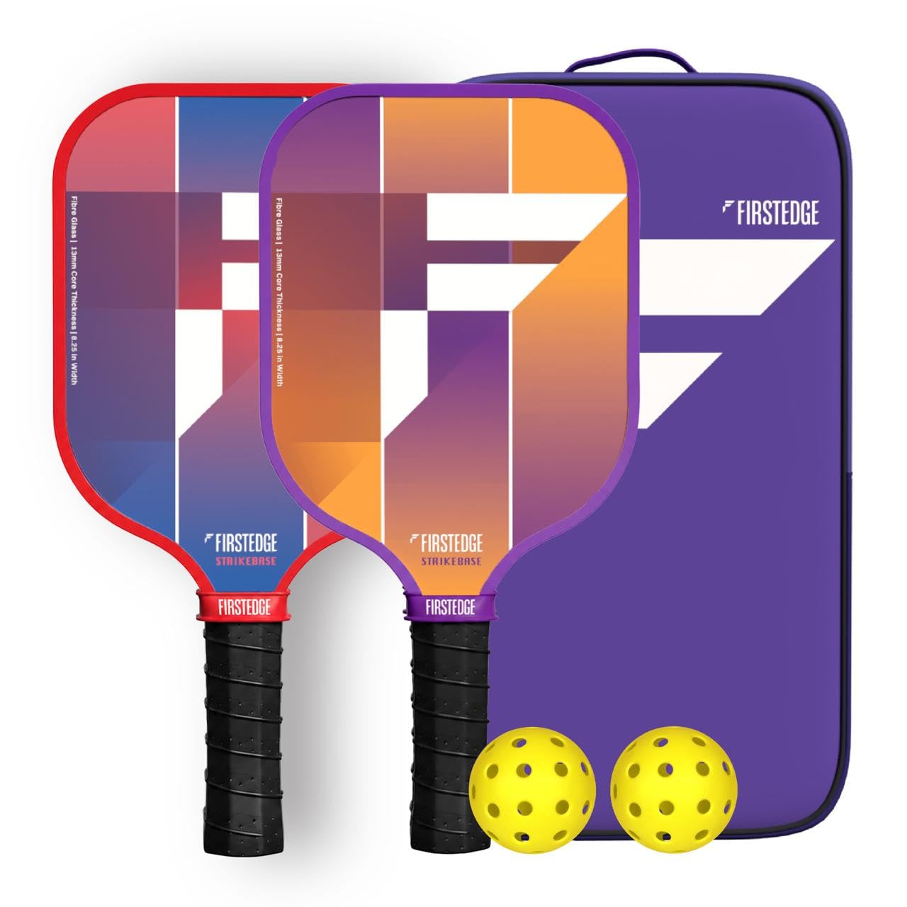 FirstEdge StrikeBase Fibreglass Pickle Ball Rackets (Set of 2) | Wide Body Pickleball Paddle | Grit Painted Surface | Dual-Tone Edge Guard | Lightweight (Includes 2 Paddles 2 Balls & Cover)-image-37