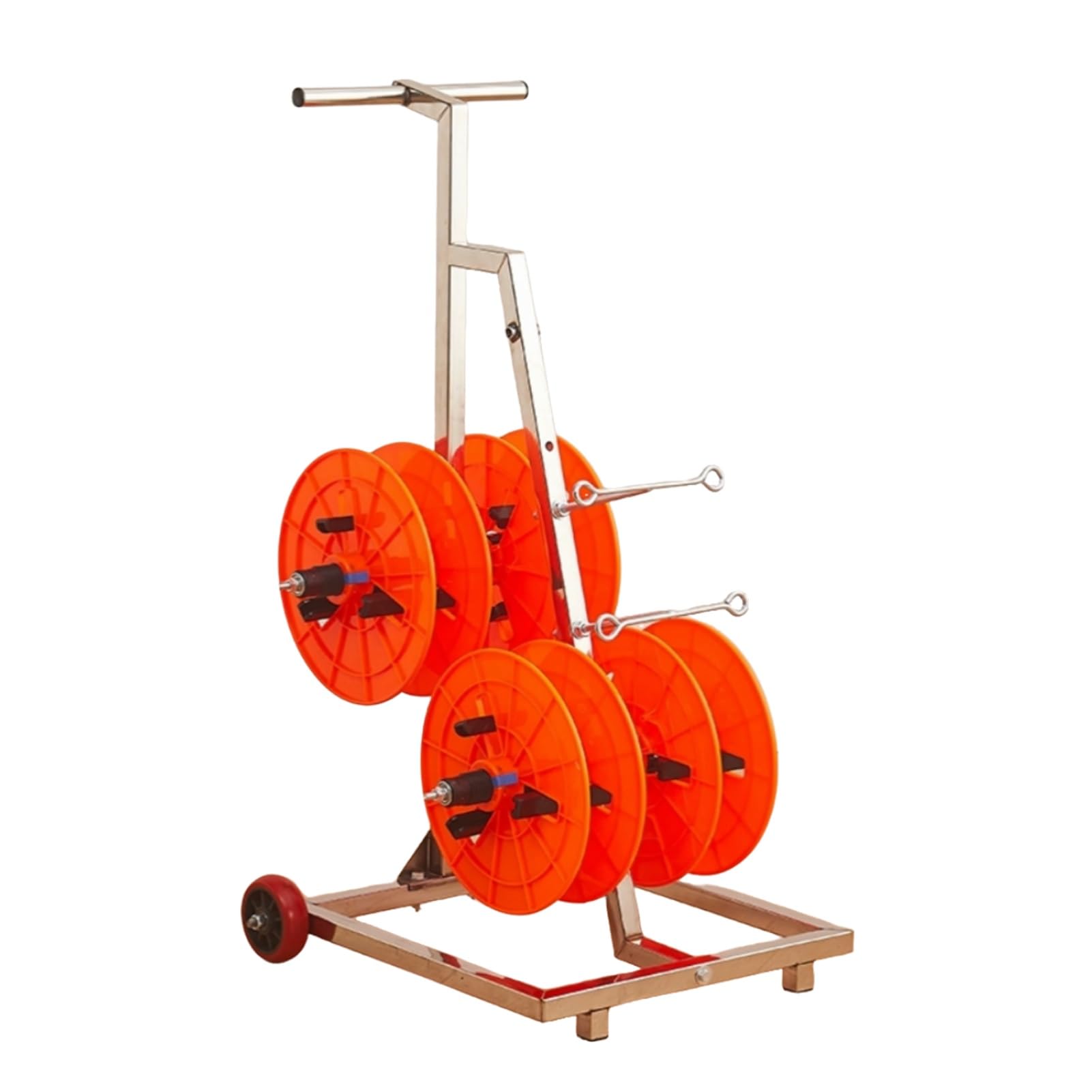WDSOPK Wire Spool Rack,Cable Reel Holder and Dispenser,Heavy-Duty Bulk for Electrical,4 Rods Workplace Efficiency (Orange 4 Rods Wire)