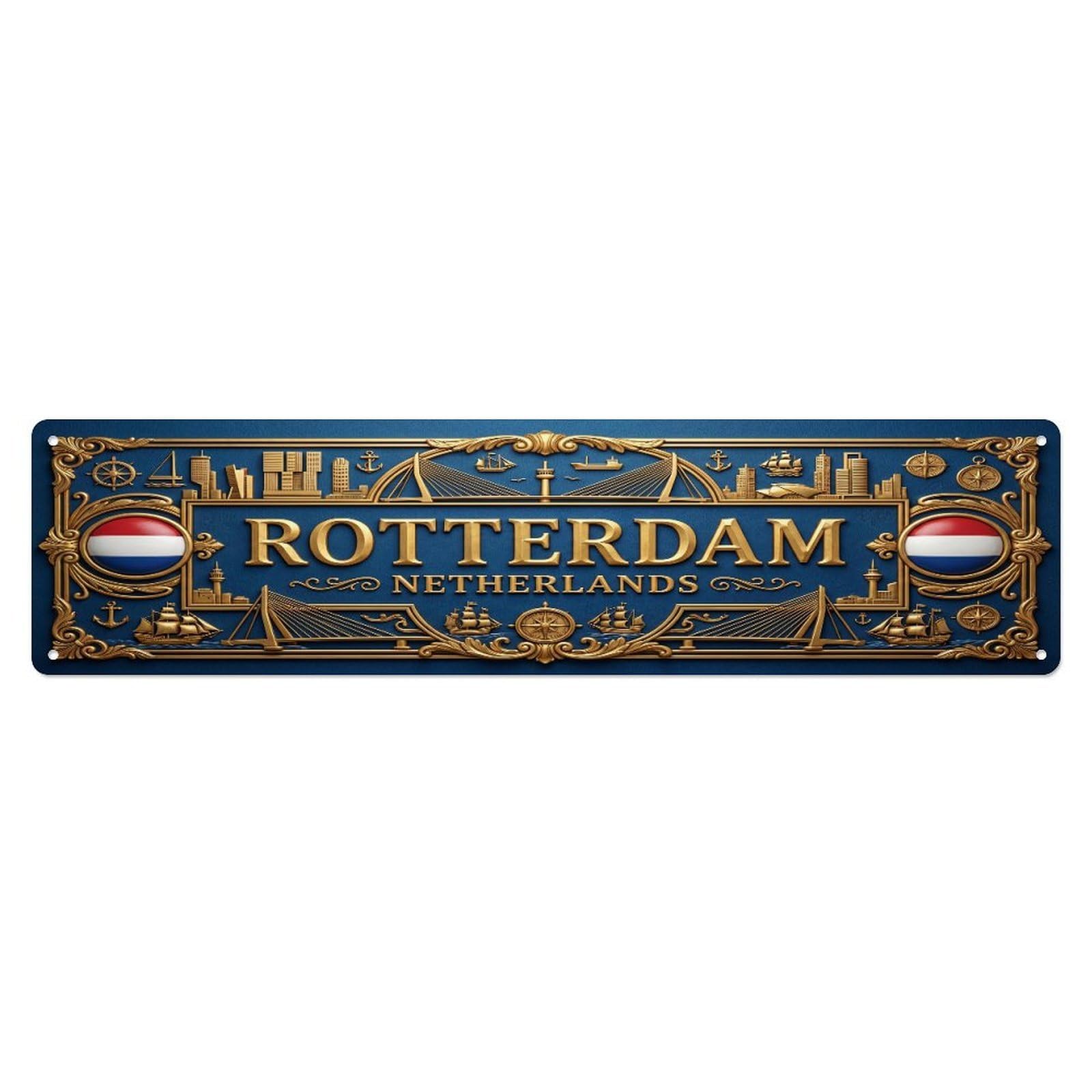 Xanthor Style Metal Tin Sign Vintage Rotterdam Netherlands Flag Pattern 1