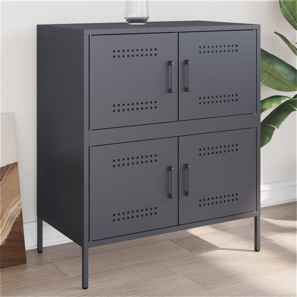 Credenza Industriale in Acciaio Antracite 68x39x79 cm