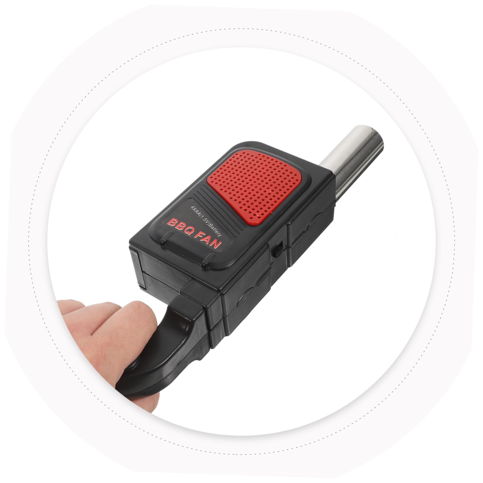 Soffiatore Elettrico e Acciaio Inox per Barbecue Portatile 2 Pezzi in ABS | Design Compatto, Nero, Funziona 4 Batterie Aa, per Picnic e Grigliate fuori Casa