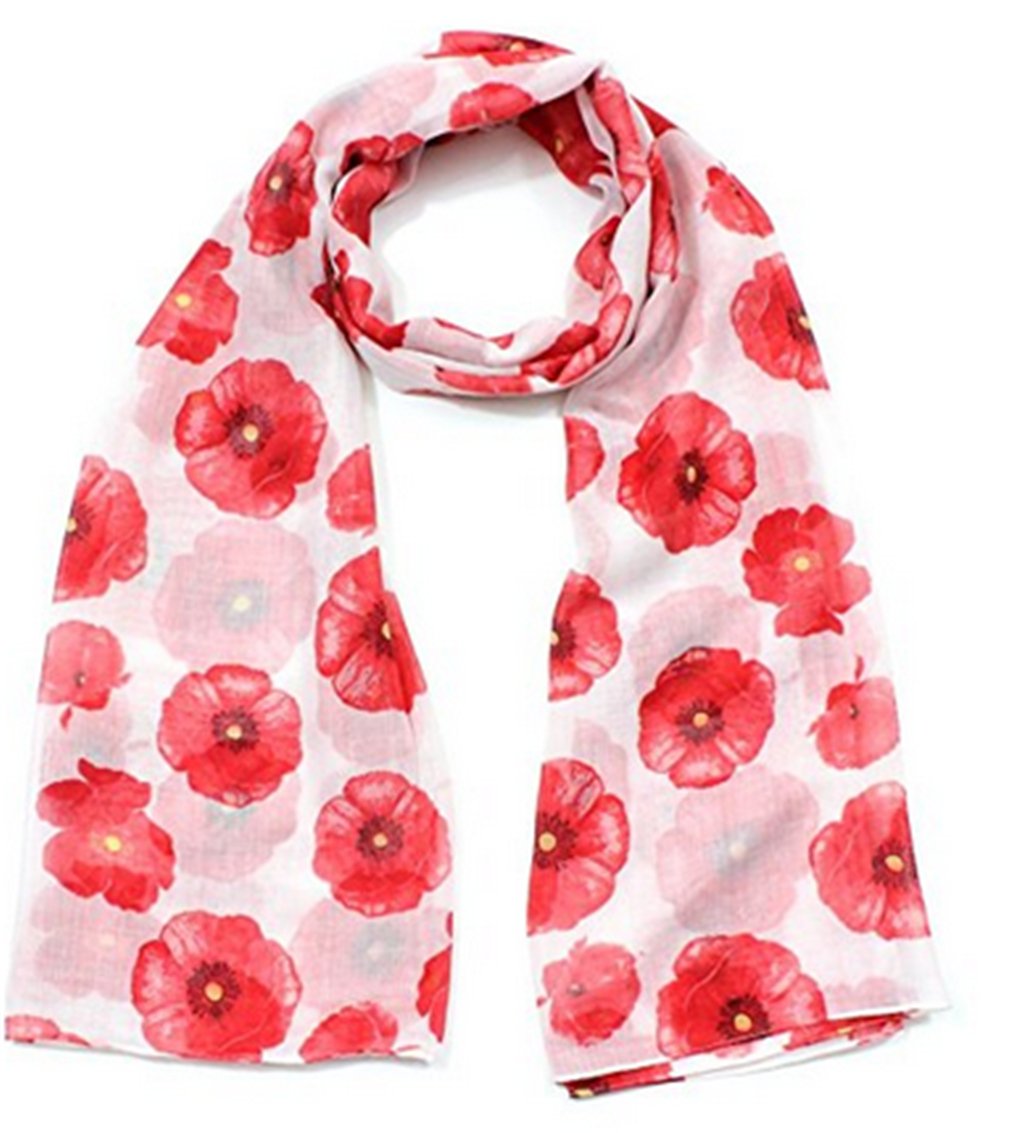 Bohai Ladies Poppy Flower Print Fashion Scarf