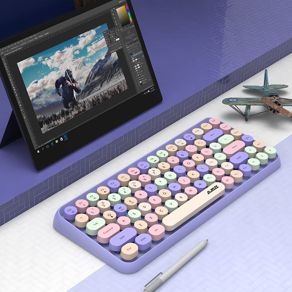 X Ajazz 308I Clavier Sans Fil Rétro, Bluetooth Silent Cute Computer