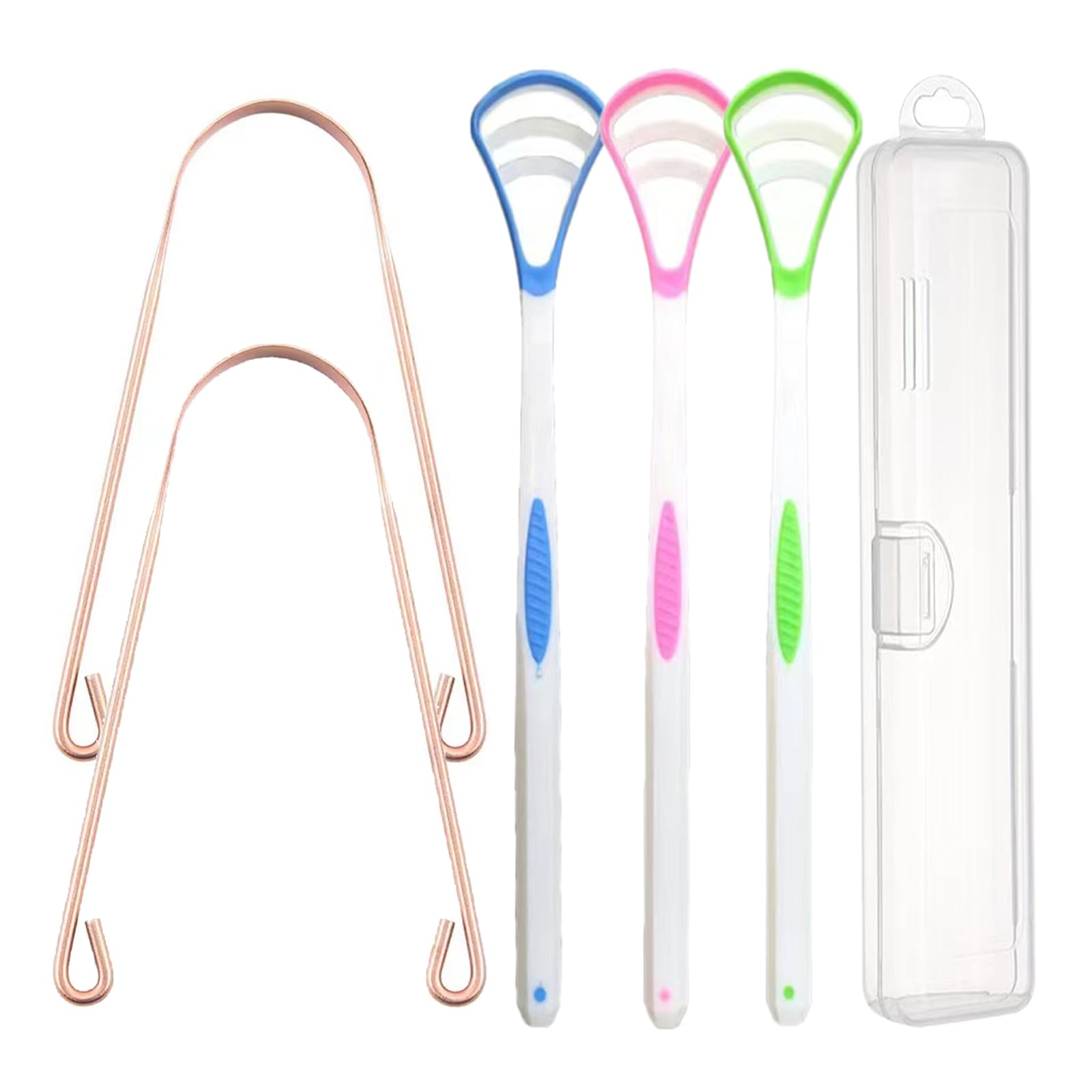 6PCS Copper Tongue Scraper Set Tongue Cleaner Oral Tongue Tools for Fresh Breath and Mouth Hygiene Care with