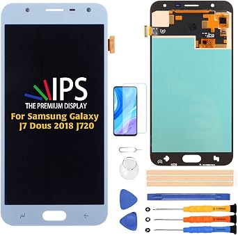 A-MIND for Samsung Galaxy J7 Duo 2018 J720 J720F J720M 5.5 inch OLED LCD Display Touch Screen Digitizer Assembly with Repair Tool Kits + Screen Protector Blue OLED