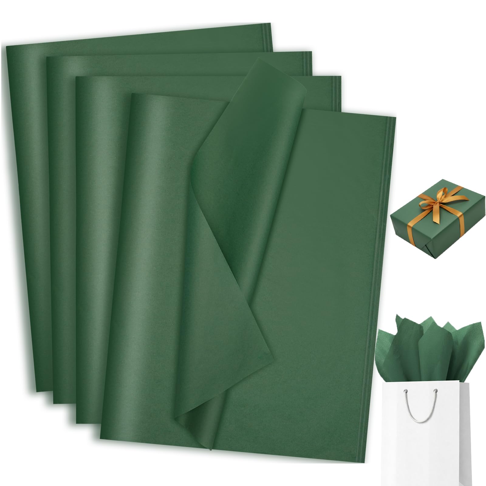 woric 160 Sheets Dark Green Tissue Paper for Gift Bags 20 X 14 Inches