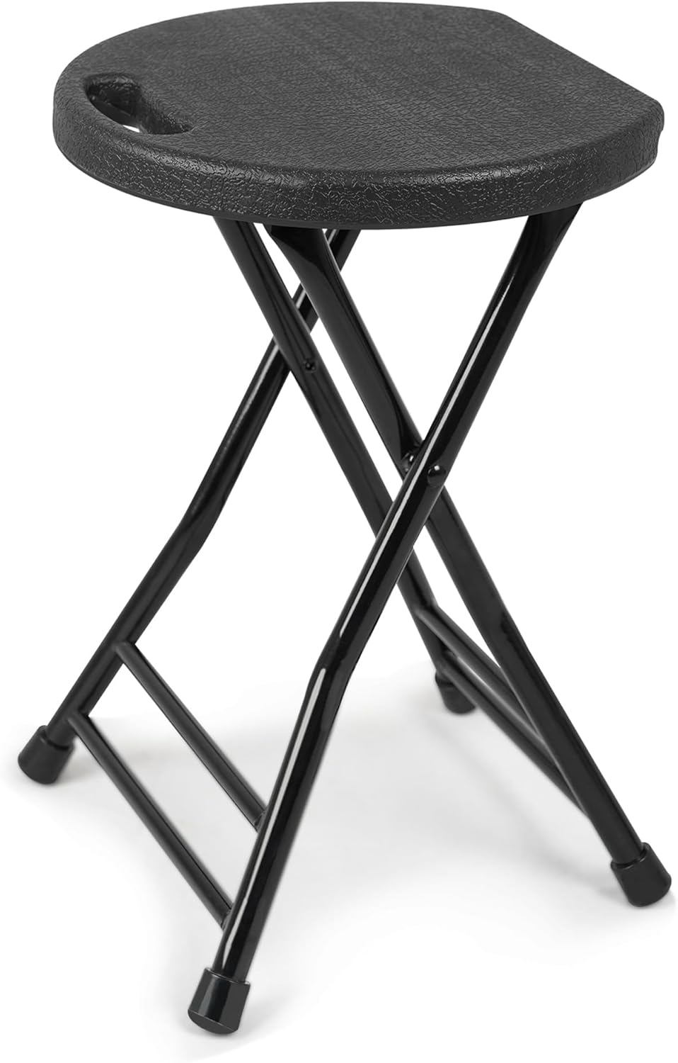 Folding Stool with Handle, Folding Chair,Folding Bar Stool with Non-Slip Feet,600 lbs Capacity,Indoor and Outdoor Foldable Stool for Adults(13"×11.5"×18") 18-inch Black 18-Inch Set of 1