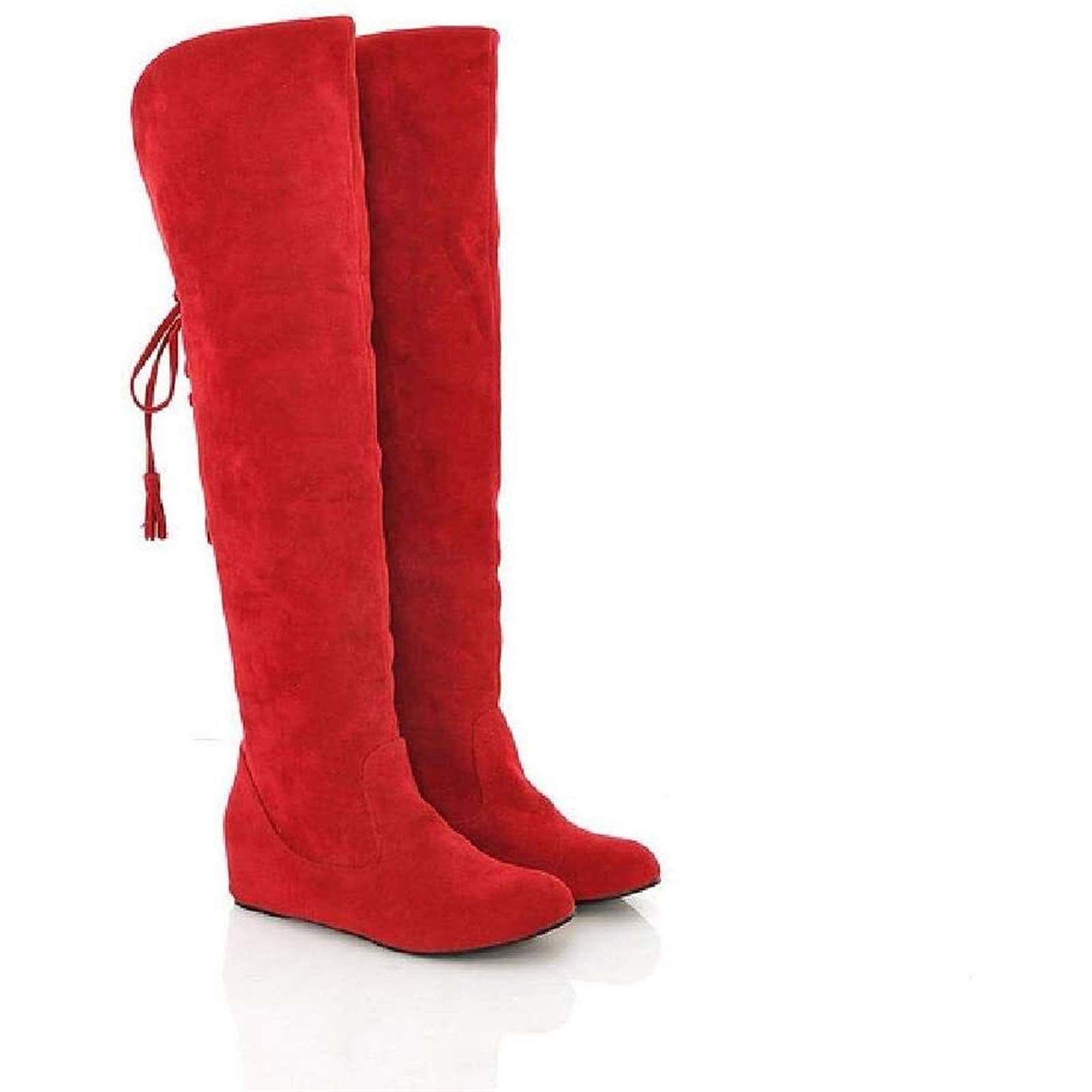 Amazon.com: Playh - Botas largas para mujer de invierno para nieve, botas  largas de ante de imitación para exteriores, cómodas, zapatos de tacón  alto, antideslizantes, zapatos de senderismo (color: rojo, tamaño: 43) :