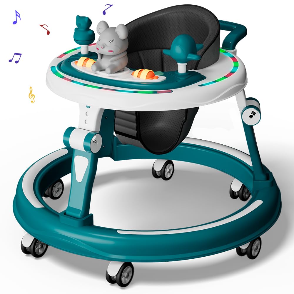 StarAndDaisy Baby Walkers for 9 Months+ Baby Boy Girl / 360° Walker for Kids with RGB Light, 7 Level Height Adjustment/Baby Walker with Switchable Food & Musical Toy Tray.
