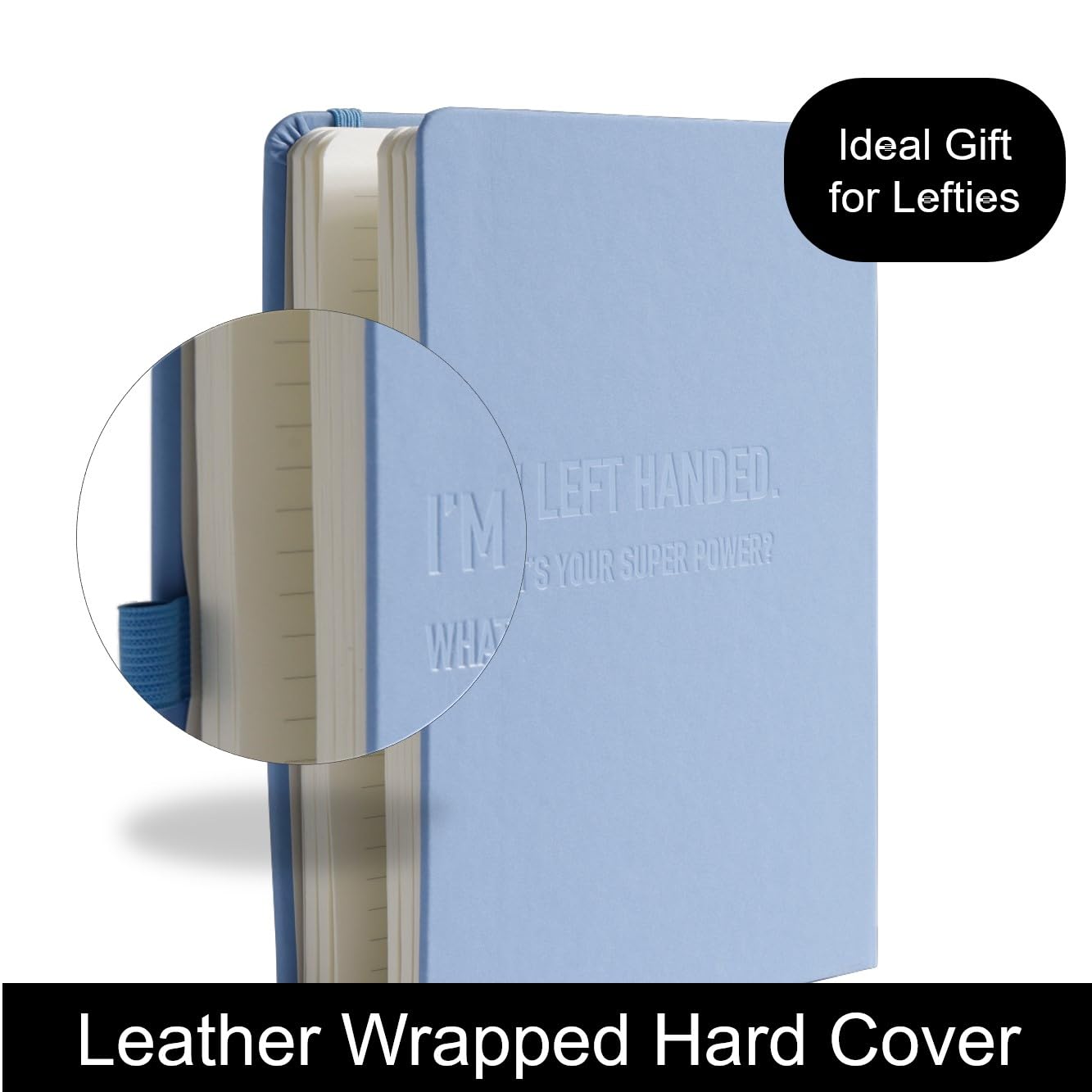 Urby Left Handed Journal w. Leather Cover. The Lefty Stuff Series. College Ruled Left Handed Notebooks, 200 Pages - Image 2